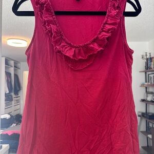Express Ruffle Scoop Neck Tank Top - Bright Pink